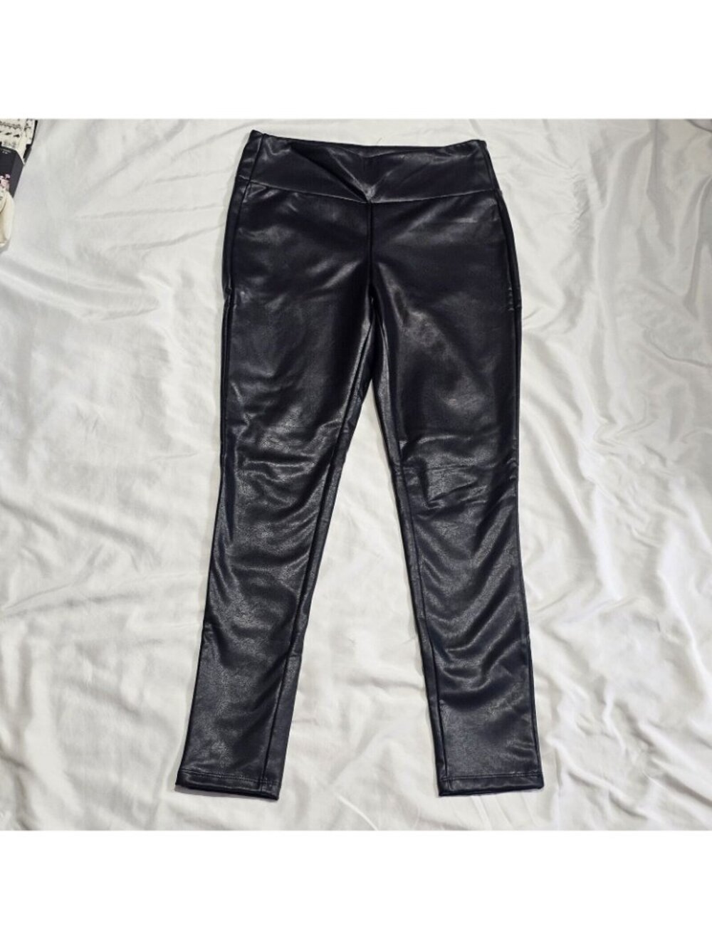 (A1343) Kendall + Kylie Leggings Women's Size Large Black Faux Leather Skinny Le - Picture 4 of 6